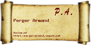 Perger Armand névjegykártya